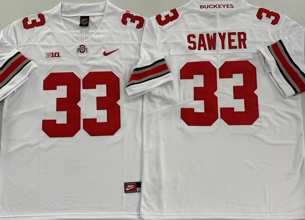 Men Ohio State Buckeyes #33 Sawyer White Nike 2025 NCAA Jersey->ncaa teams->NCAA Jersey